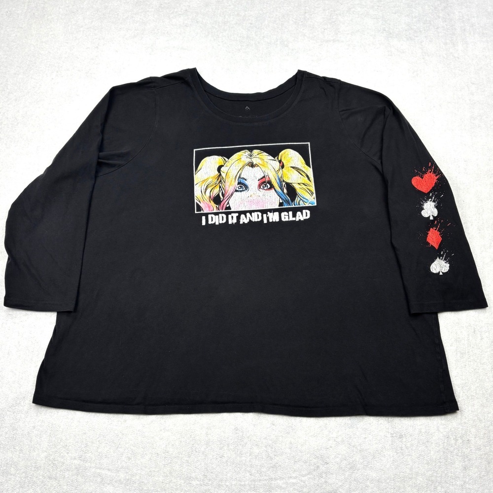 Torrid Womens Plus 5 5X Harley Quinn Shirt Black Graphic Tee I Did It DC Comics
